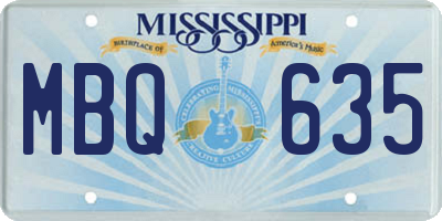 MS license plate MBQ635