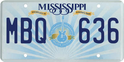 MS license plate MBQ636