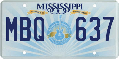 MS license plate MBQ637