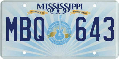 MS license plate MBQ643