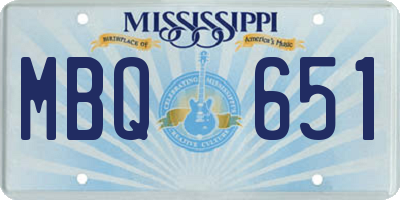 MS license plate MBQ651