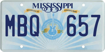 MS license plate MBQ657