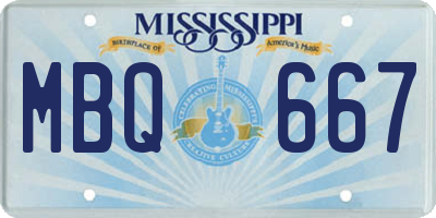 MS license plate MBQ667