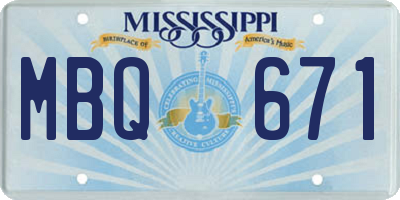 MS license plate MBQ671