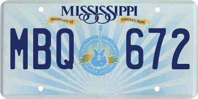 MS license plate MBQ672