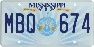 MS license plate MBQ674
