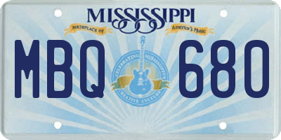 MS license plate MBQ680