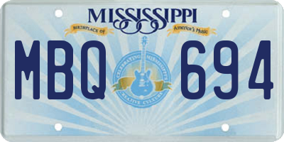 MS license plate MBQ694