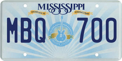 MS license plate MBQ700