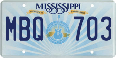 MS license plate MBQ703