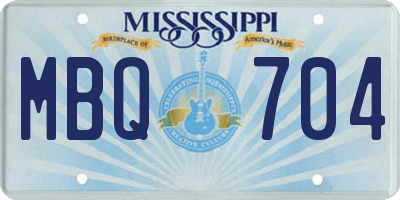 MS license plate MBQ704