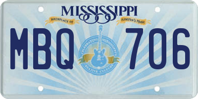 MS license plate MBQ706