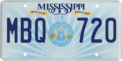 MS license plate MBQ720