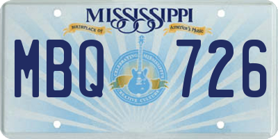 MS license plate MBQ726