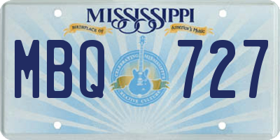 MS license plate MBQ727