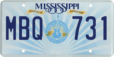 MS license plate MBQ731