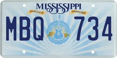 MS license plate MBQ734