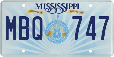 MS license plate MBQ747