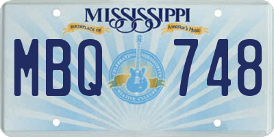 MS license plate MBQ748