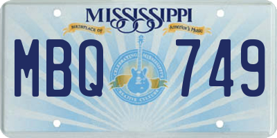 MS license plate MBQ749