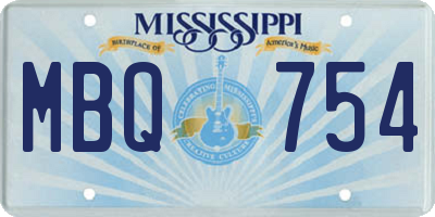 MS license plate MBQ754