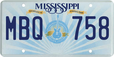 MS license plate MBQ758