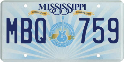 MS license plate MBQ759
