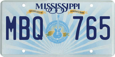MS license plate MBQ765