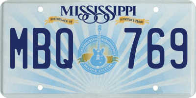 MS license plate MBQ769