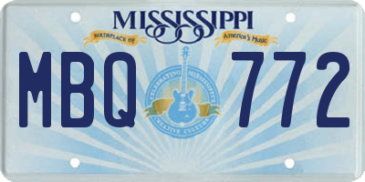 MS license plate MBQ772