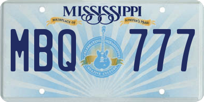 MS license plate MBQ777