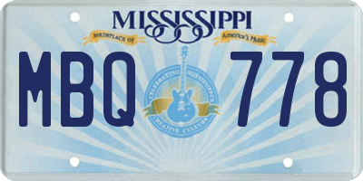 MS license plate MBQ778
