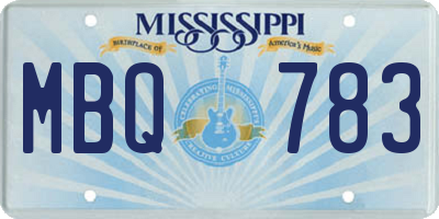 MS license plate MBQ783