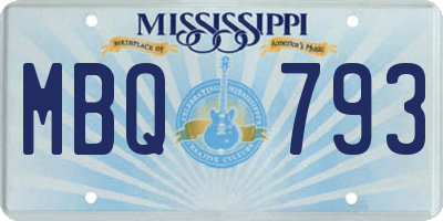 MS license plate MBQ793