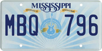 MS license plate MBQ796