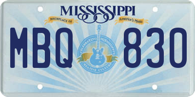 MS license plate MBQ830