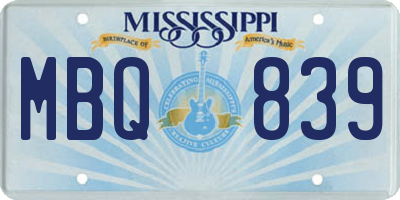 MS license plate MBQ839