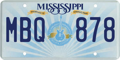 MS license plate MBQ878