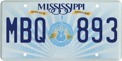 MS license plate MBQ893