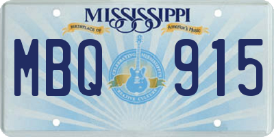 MS license plate MBQ915