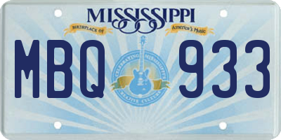 MS license plate MBQ933