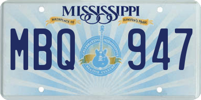 MS license plate MBQ947