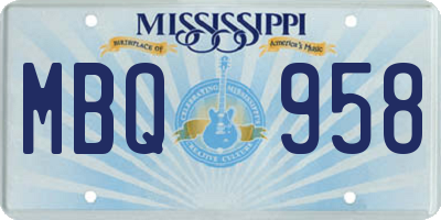MS license plate MBQ958