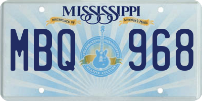MS license plate MBQ968