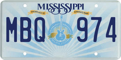 MS license plate MBQ974