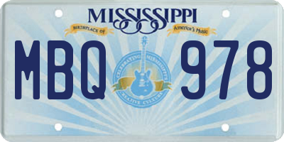 MS license plate MBQ978