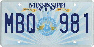 MS license plate MBQ981