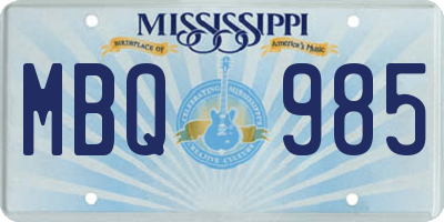 MS license plate MBQ985