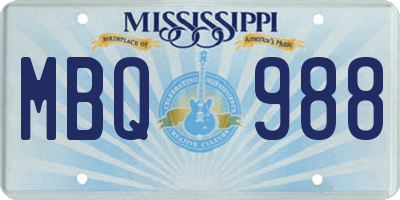 MS license plate MBQ988