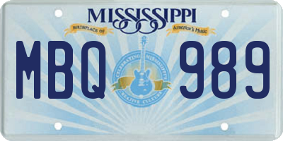 MS license plate MBQ989